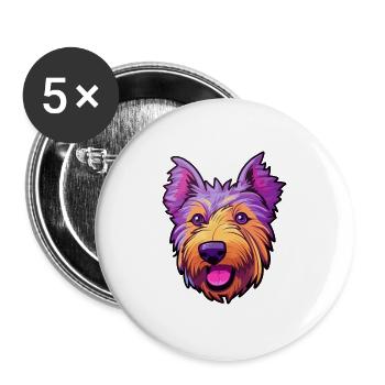 Berger Picard Hunderasse Cartoon Kawaii Illustratio - Buttons groß 56 mm (5er Pack) - Weiß - Vorne