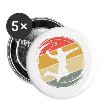 Badminton Spieler Badmintonspieler Federball - Buttons groß 56 mm (5er Pack) - Weiß - Vorne