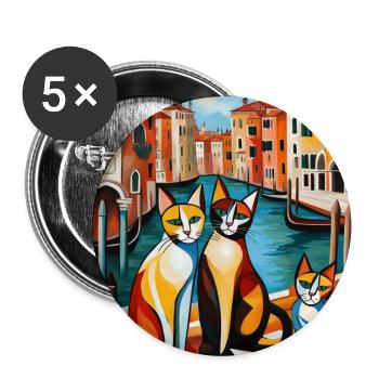 Katzen von Venedig - Buttons groß 56 mm (5er Pack) - Weiß - Vorne