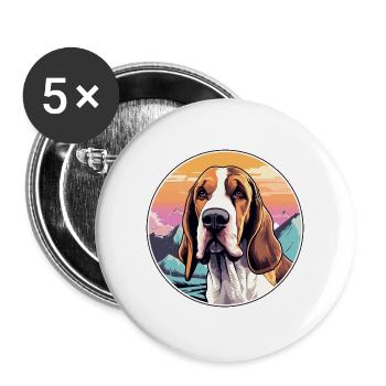 Poitevin Hund Rasse Cartoon Kawaii Aquarell - Buttons groß 56 mm (5er Pack) - Weiß - Vorne