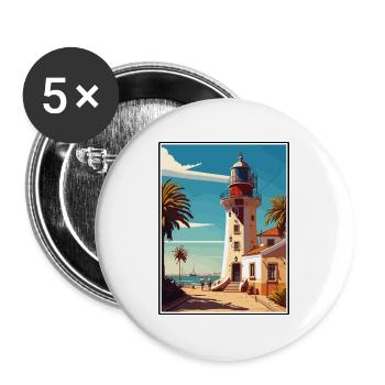 Faro Portugal Vintage Reiseposter WPA Souvenir - Buttons groß 56 mm (5er Pack) - Weiß - Vorne