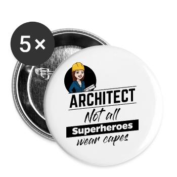Architect - Not all Superheroes wear Capes - Buttons groß 56 mm (5er Pack) - Weiß - Vorne