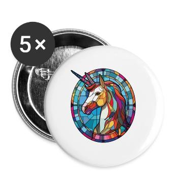 Bunte Aquarell-Tierillustration des Einhorns - Buttons groß 56 mm (5er Pack) - Weiß - Vorne