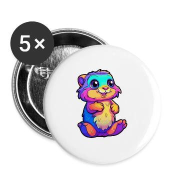 Gopher Buntes Aquarell Cartoon Kawaii Tier - Buttons groß 56 mm (5er Pack) - Weiß - Vorne