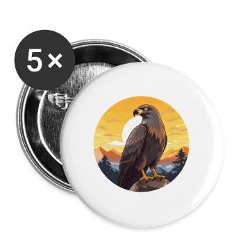 Bussard Buntes Aquarell Cartoon Kawaii Tier - Buttons groß 56 mm (5er Pack) - Weiß - Vorne