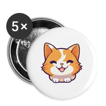 Manx-Katze Bunte Cartoon-Aquarell-Illustration - Buttons groß 56 mm (5er Pack) - Weiß - Vorne