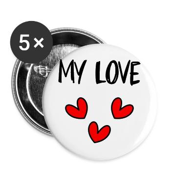 VALENTINSTAG. Junggesellinnenabschied. ICH LIEBE DICH. ICH LIEBE DICH. LIEBE - Buttons groß 56 mm (5er Pack) - Weiß - Vorne