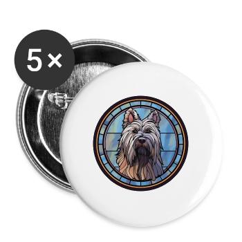 Skye Terrier Hunderasse Buntes Glas - Buttons groß 56 mm (5er Pack) - Weiß - Vorne