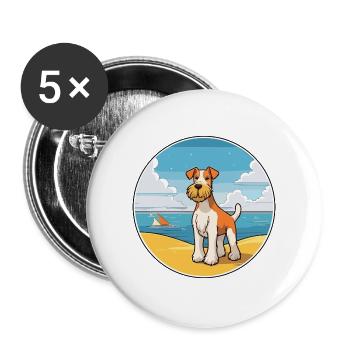 draht foxterrier hunderasse cartoon kawaii clipart - Buttons groß 56 mm (5er Pack) - Weiß - Vorne