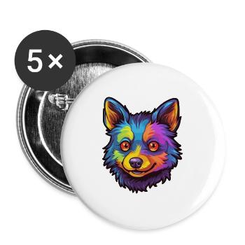 Schipperke Hunderasse Cartoon Kawaii Illustration - Buttons groß 56 mm (5er Pack) - Weiß - Vorne