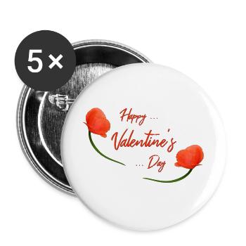 valentines day poppy - Buttons groß 56 mm (5er Pack) - Weiß - Vorne