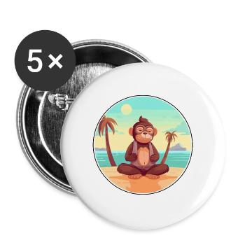 Affe-Cartoon-Yoga-Strand-Sommer-Illustration - Buttons groß 56 mm (5er Pack) - Weiß - Vorne