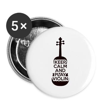Violine Violinist Geige - Buttons groß 56 mm (5er Pack) - Weiß - Vorne