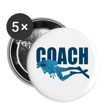 Tauchtrainer Geschenk Ausbilder Sport - Buttons groß 56 mm (5er Pack) - Weiß - Vorne