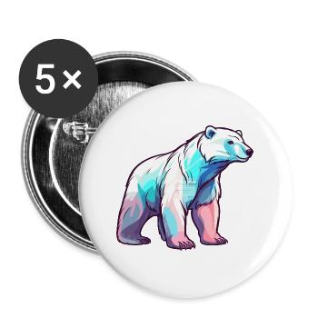 Eisbär Bunte Aquarell-Karikatur Kawaii Anim - Buttons groß 56 mm (5er Pack) - Weiß - Vorne