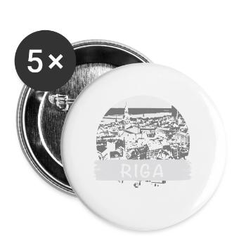 Riga City - Buttons groß 56 mm (5er Pack) - Weiß - Vorne