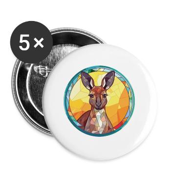 Känguru Buntes Aquarell Tier Illustration - Buttons groß 56 mm (5er Pack) - Weiß - Vorne