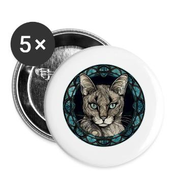 Javanische Katzenrasse Aquarellglas - Buttons groß 56 mm (5er Pack) - Weiß - Vorne