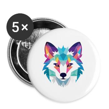 Polarfuchs Bunte Aquarell-Tierillustration - Buttons groß 56 mm (5er Pack) - Weiß - Vorne