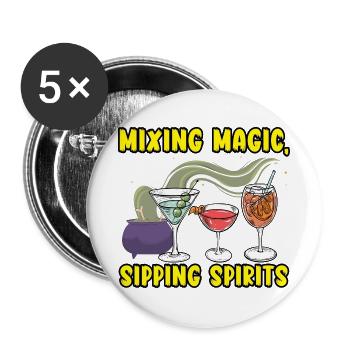 Magische Schluckspirituosen mixen Barkeeper Hallow - Buttons groß 56 mm (5er Pack) - Weiß - Vorne