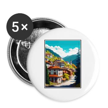 Artvin Türkei Vintage Reiseposter WPA Souvenir - Buttons groß 56 mm (5er Pack) - Weiß - Vorne