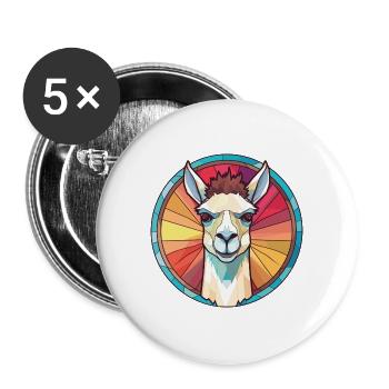 Lamas buntes Aquarell Tier Haustier Illustration - Buttons groß 56 mm (5er Pack) - Weiß - Vorne
