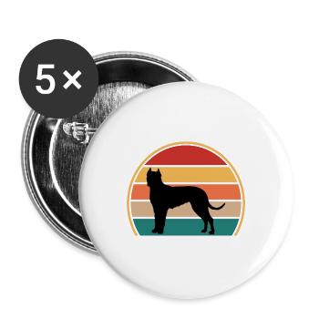 Cordoba Kampfhund Liebhaber Silhouette Retro Sonnenuntergang - Buttons groß 56 mm (5er Pack) - Weiß - Vorne