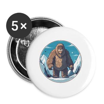 Big Foot Aquarell Karikatur Kawaii Haustier Tier Colo - Buttons groß 56 mm (5er Pack) - Weiß - Vorne