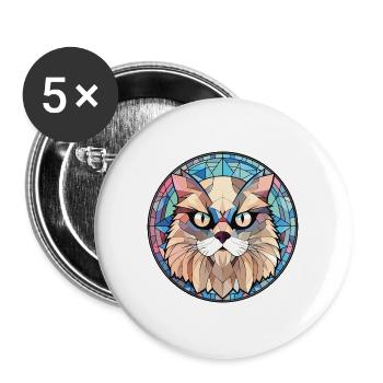 Himalaya-Katze bunte Aquarell-Haustier-Illustration - Buttons groß 56 mm (5er Pack) - Weiß - Vorne