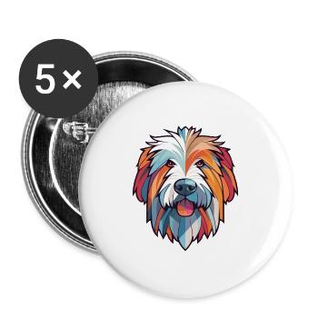 Pyrenäen-Schäferhund-Hunderasse buntes Aquarell - Buttons groß 56 mm (5er Pack) - Weiß - Vorne
