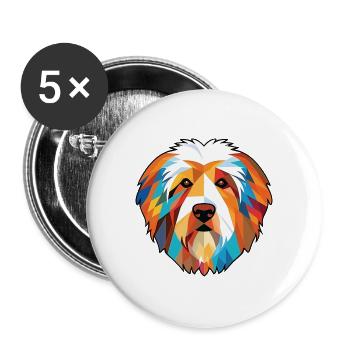 Katalanischer Schäferhund Hund Rasse Aquarell Illustration - Buttons groß 56 mm (5er Pack) - Weiß - Vorne