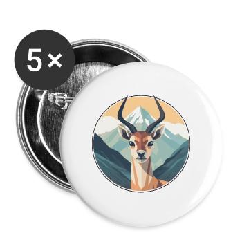 Antilope Aquarell Karikatur Kawaii Haustier Tier Colo - Buttons groß 56 mm (5er Pack) - Weiß - Vorne