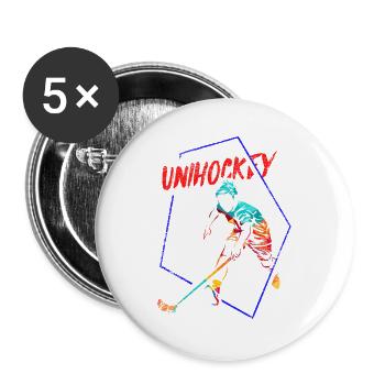 Reflexstarker Floorball Torhüter - Buttons groß 56 mm (5er Pack) - Weiß - Vorne