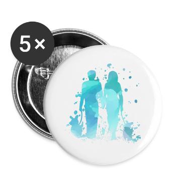 Paar spazieren gehende Hunde im Aquarellstil - Buttons groß 56 mm (5er Pack) - Weiß - Vorne