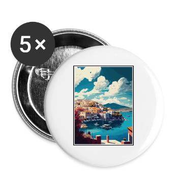 Bodrum Türkei Vintage Reiseposter WPA Souvenir - Buttons groß 56 mm (5er Pack) - Weiß - Vorne