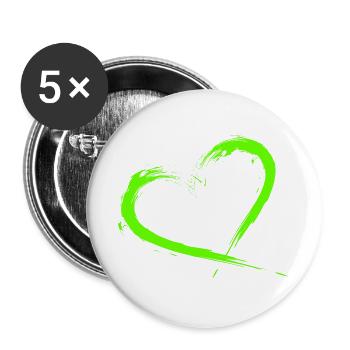 Herz Design Bürste Grün Hellgrün - Buttons groß 56 mm (5er Pack) - Weiß - Vorne