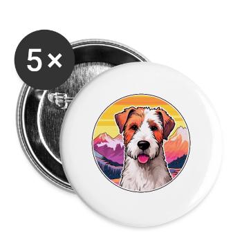 Draht Foxterrier Hunderasse Karikatur Kawaii Watercol - Buttons groß 56 mm (5er Pack) - Weiß - Vorne