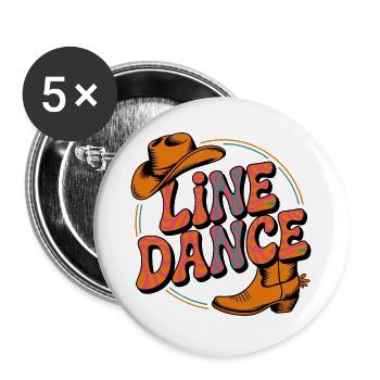 Line Dance mein Hobby - meine Passion - mein Ding - Buttons groß 56 mm (5er Pack) - Weiß - Vorne