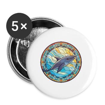 Bunte Aquarell-Tierillustration des Blauwals - Buttons groß 56 mm (5er Pack) - Weiß - Vorne