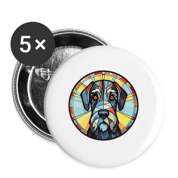 Riesenschnauzer Hunderasse Aquarell Illustration - Buttons groß 56 mm (5er Pack) - Weiß - Vorne
