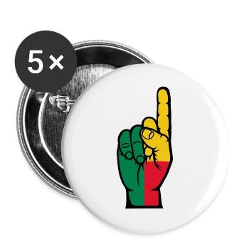 Benin Flagge Nummer 1 - Buttons groß 56 mm (5er Pack) - Weiß - Vorne