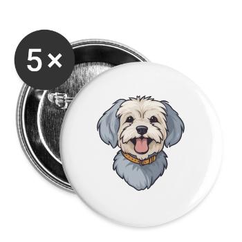 Dandie Dinmont Terrier Hunderasse Aquarell Cartoo - Buttons groß 56 mm (5er Pack) - Weiß - Vorne