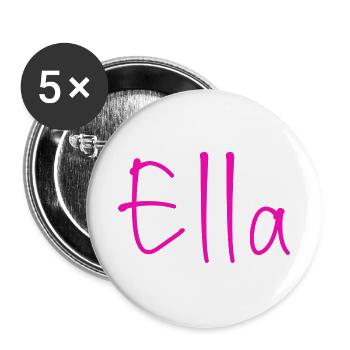 Ella Neon-Schriftzug - Buttons groß 56 mm (5er Pack) - Weiß - Vorne