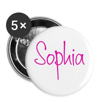 Sophia Handschrift Pink - Buttons groß 56 mm (5er Pack) - Weiß - Vorne