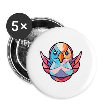 Taube buntes Aquarell Tier Haustier Illustration - Buttons groß 56 mm (5er Pack) - Weiß - Vorne