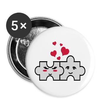 Puzzle-Paar - Buttons groß 56 mm (5er Pack) - Weiß - Vorne