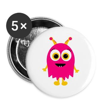 Monster - Buttons groß 56 mm (5er Pack) - Weiß - Vorne