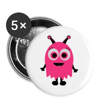 Monster - Buttons groß 56 mm (5er Pack) - Weiß - Vorne