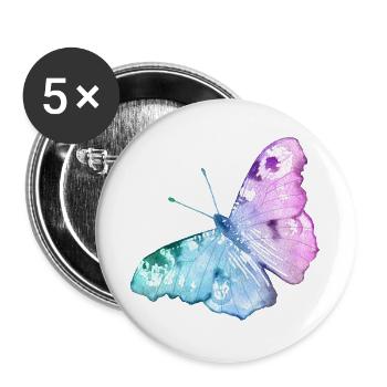 Schmetterlings Wasserfarben Gradient - Buttons groß 56 mm (5er Pack) - Weiß - Vorne