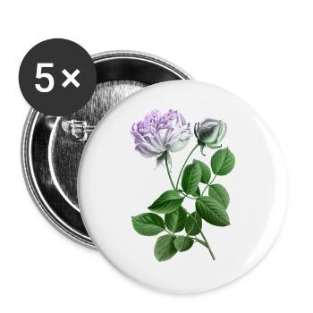 Pastellrose Botanikkunst-Print - Buttons groß 56 mm (5er Pack) - Weiß - Vorne